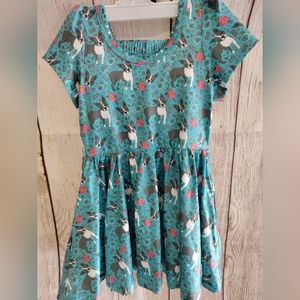 Girls Boutique Dress with Bummies - Frenchie with Turquoise Background - NWT